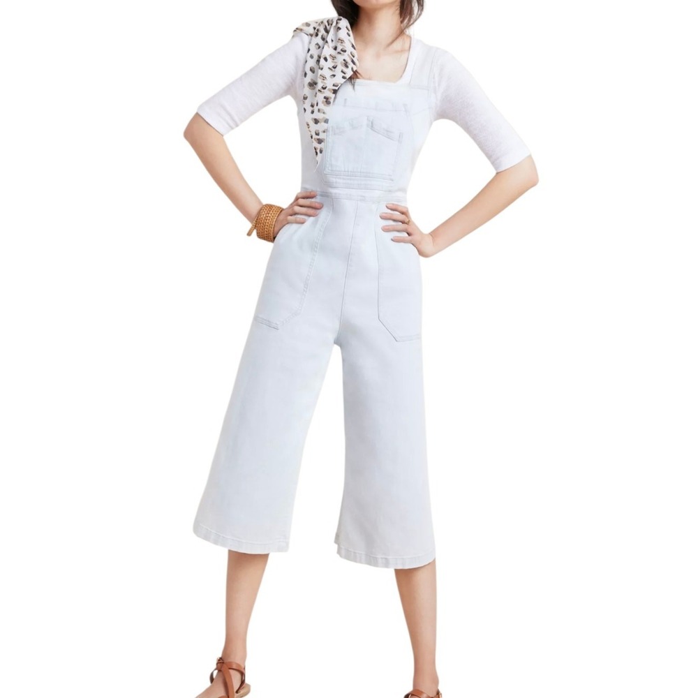 Citizens of Humanity Womens Light Blue Denim Wide Leg Jumpsuit Overalls SZ M